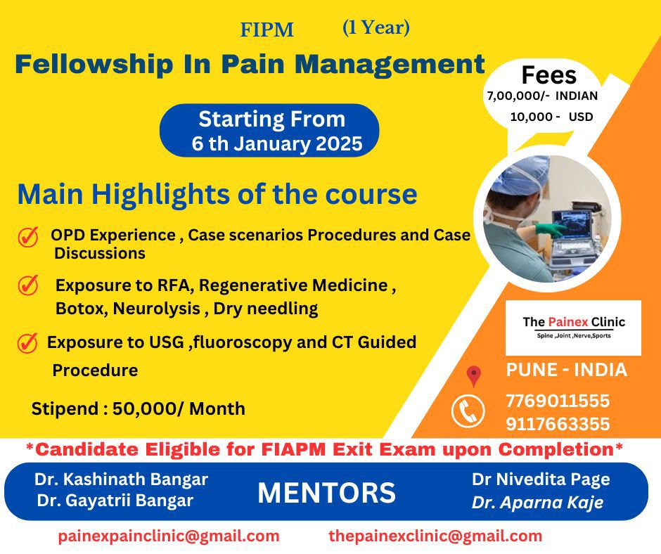 1 Year FIPM Course at Painex Pain Academy Pune